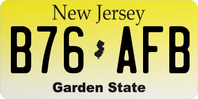NJ license plate B76AFB