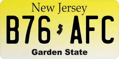 NJ license plate B76AFC