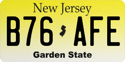 NJ license plate B76AFE