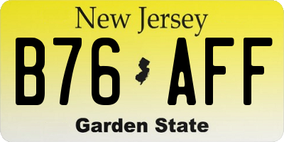 NJ license plate B76AFF