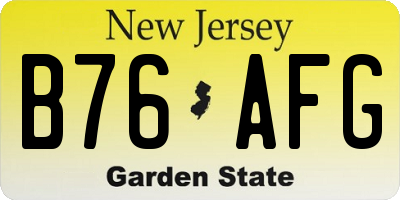 NJ license plate B76AFG