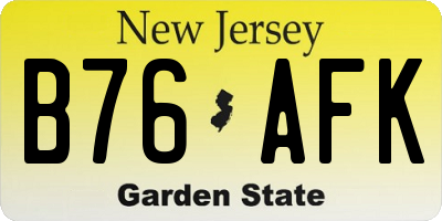 NJ license plate B76AFK