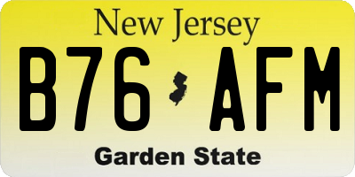 NJ license plate B76AFM