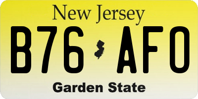 NJ license plate B76AFO