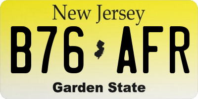 NJ license plate B76AFR