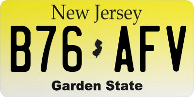 NJ license plate B76AFV