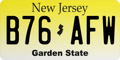 NJ license plate B76AFW