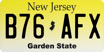 NJ license plate B76AFX