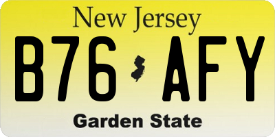 NJ license plate B76AFY