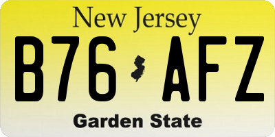 NJ license plate B76AFZ