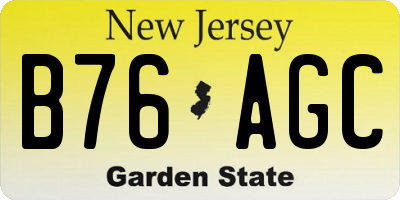 NJ license plate B76AGC