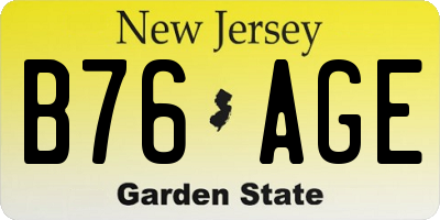 NJ license plate B76AGE