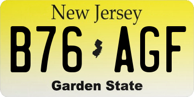 NJ license plate B76AGF
