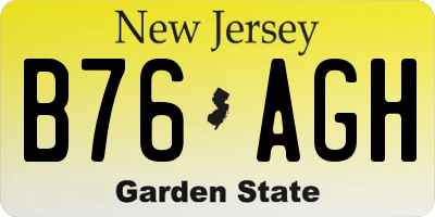 NJ license plate B76AGH