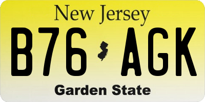 NJ license plate B76AGK