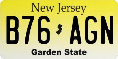 NJ license plate B76AGN