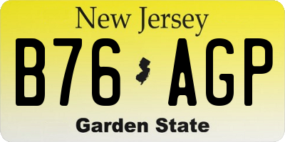 NJ license plate B76AGP