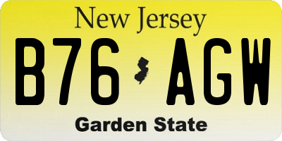 NJ license plate B76AGW