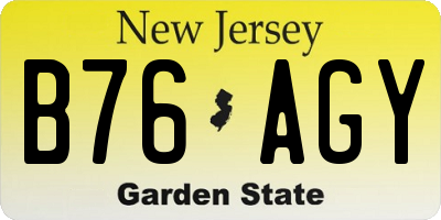 NJ license plate B76AGY