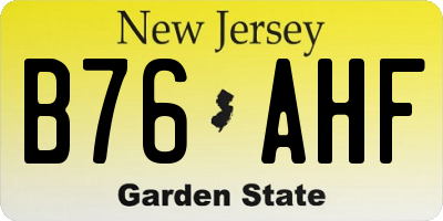 NJ license plate B76AHF
