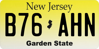 NJ license plate B76AHN