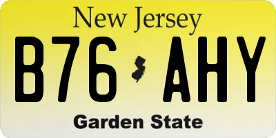 NJ license plate B76AHY