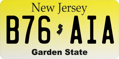 NJ license plate B76AIA