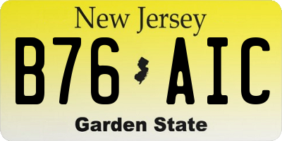 NJ license plate B76AIC