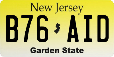 NJ license plate B76AID