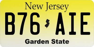 NJ license plate B76AIE