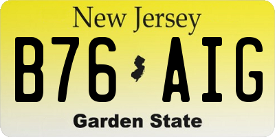 NJ license plate B76AIG