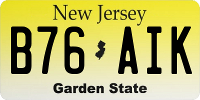 NJ license plate B76AIK