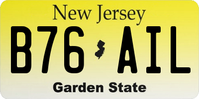 NJ license plate B76AIL
