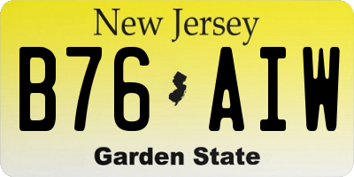 NJ license plate B76AIW