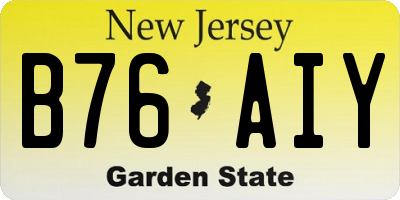 NJ license plate B76AIY
