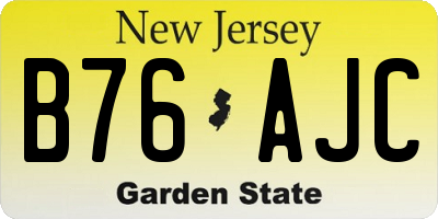 NJ license plate B76AJC