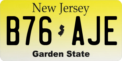 NJ license plate B76AJE