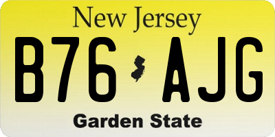 NJ license plate B76AJG