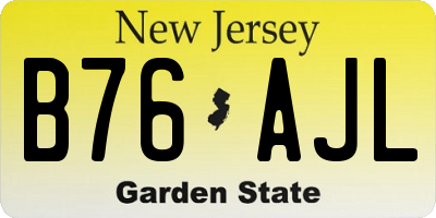 NJ license plate B76AJL