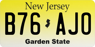 NJ license plate B76AJO