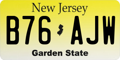 NJ license plate B76AJW