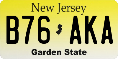 NJ license plate B76AKA