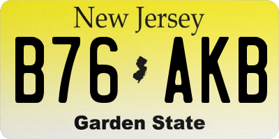 NJ license plate B76AKB
