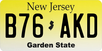 NJ license plate B76AKD