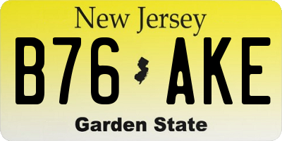 NJ license plate B76AKE