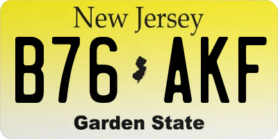 NJ license plate B76AKF