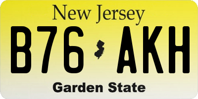 NJ license plate B76AKH