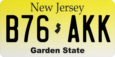 NJ license plate B76AKK