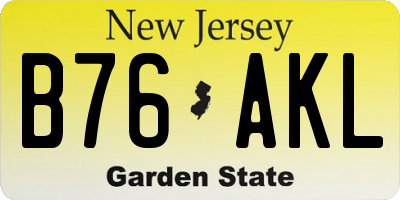 NJ license plate B76AKL