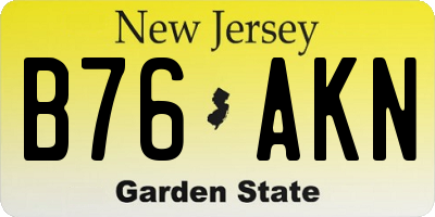 NJ license plate B76AKN